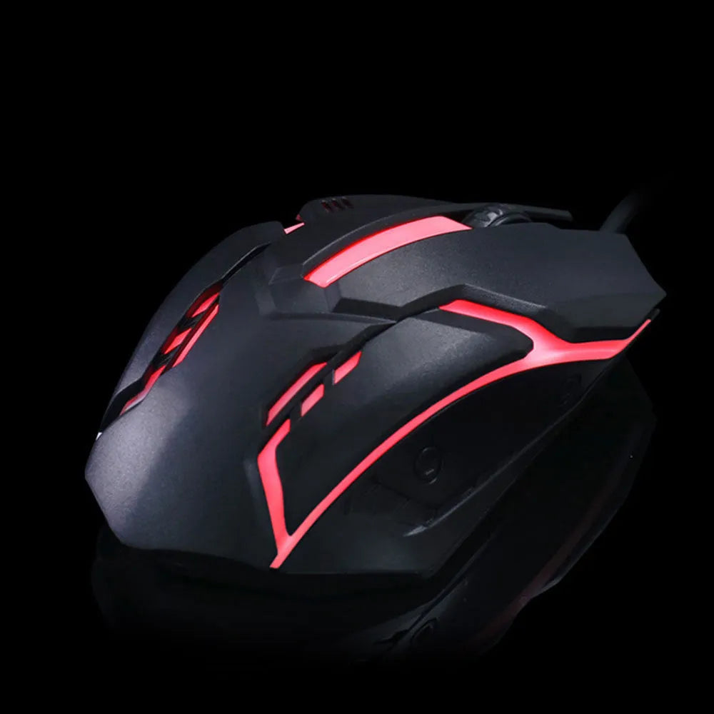 Wired luminous USB computer mouse in black or white with colourful glow effects and 1.3m cable