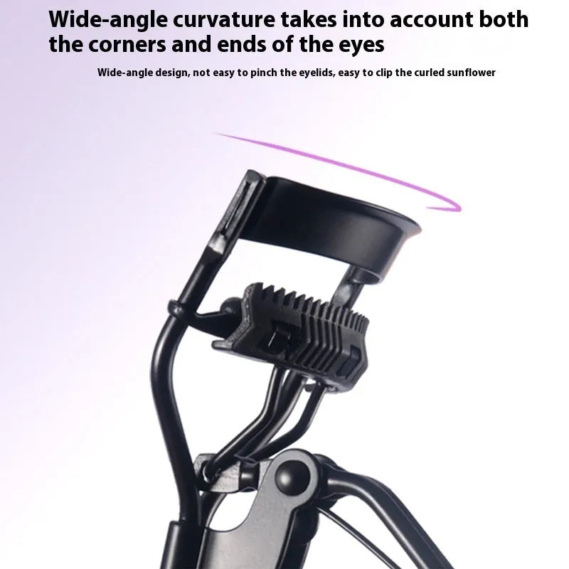 A4 manual eyelash curler with comb in black ribbon finish on white background