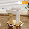 Pine wood cat nest with attached grasping balls in sisal style finish