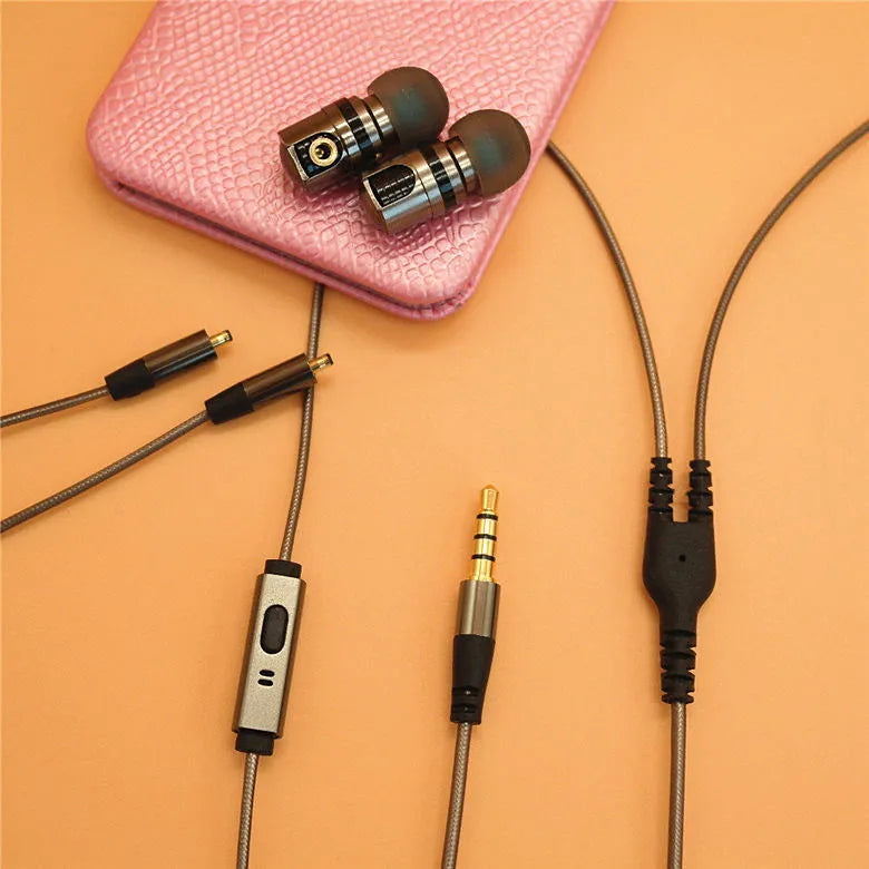 846 in-ear metal earphones in grey with metallic titanium grey detachable cable