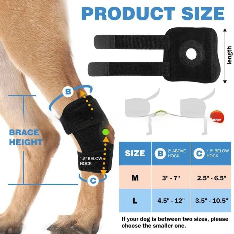 Black polyester dog leg guard for joint support and ACL recovery in three sizes