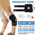 Black polyester dog leg guard for joint support and ACL recovery in three sizes