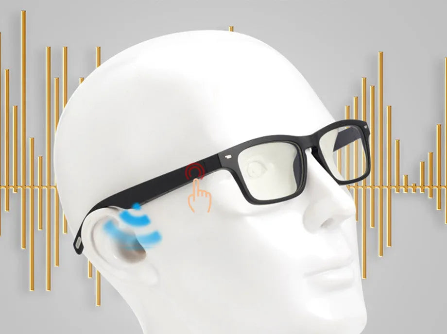 Semi-open Bluetooth smart glasses with anti-blue light lenses and IPX7 waterproof rating