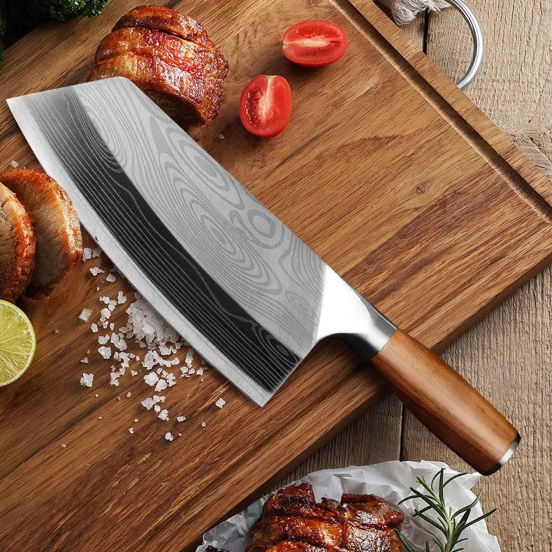 40Cr13 stainless steel kitchen knife with 320mm blade length shown in product colour
