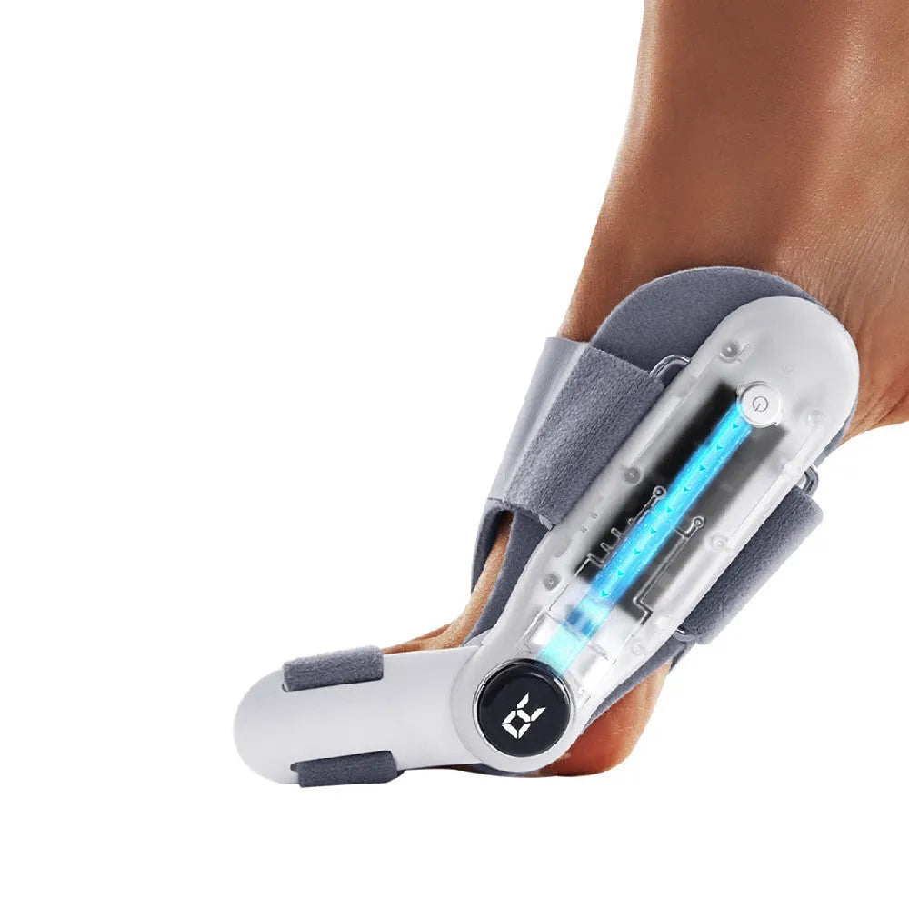 White plastic electric adjustable hallux valgus toe separator with Type-C charging cable