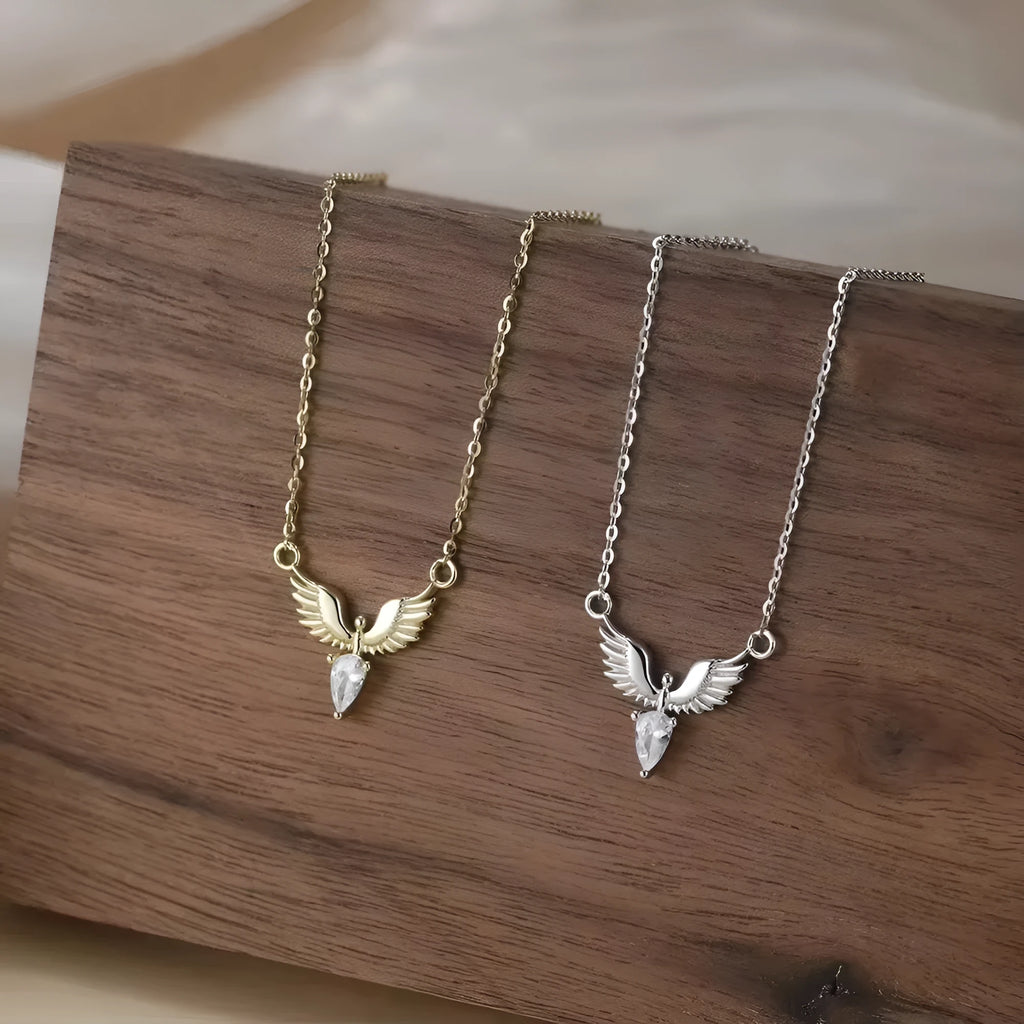 Sterling silver eagle pendant necklace with adjustable O-ring chain in Korean style design
