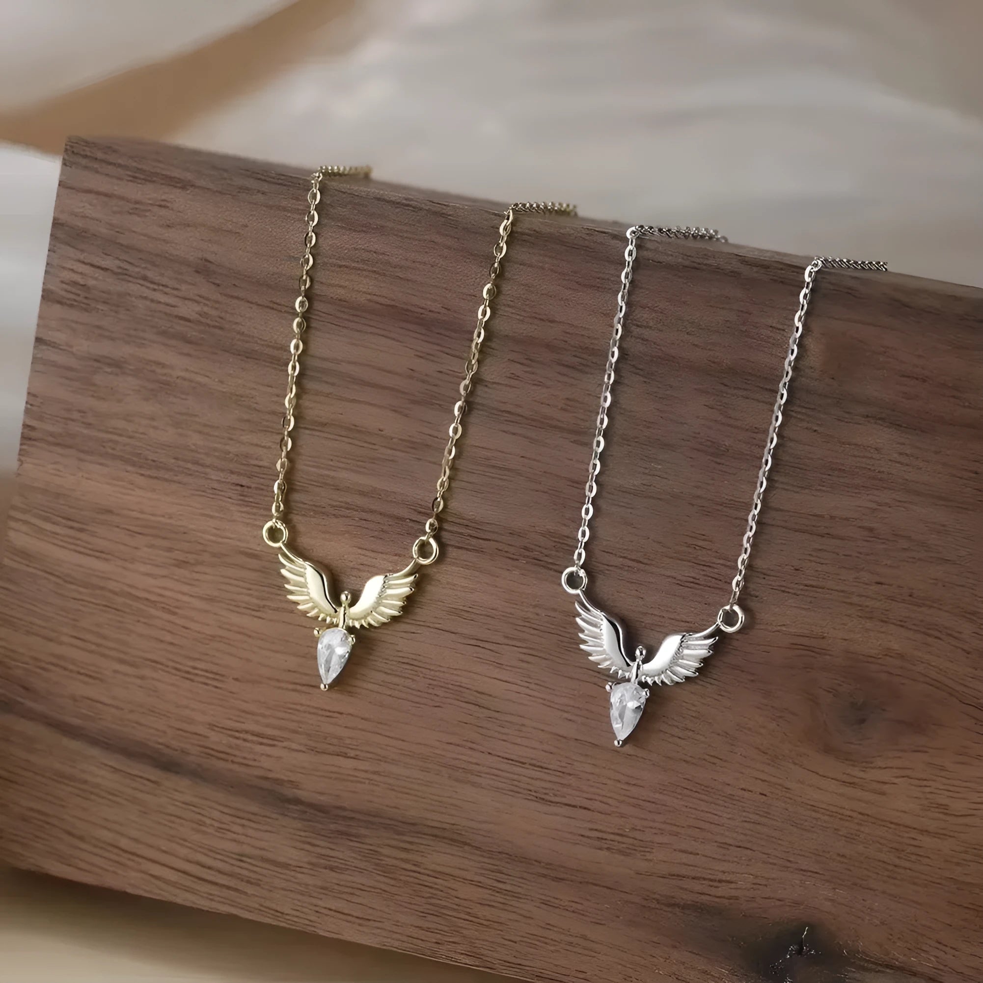 Sterling silver eagle pendant necklace with adjustable O-ring chain in Korean style design