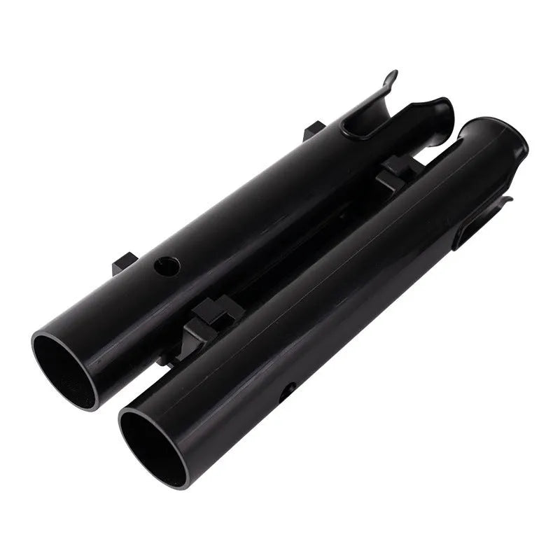 Plastic double-layer fishing rod rack mounted on a bicycle frame