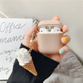 Cylinder Ice Cream design silicone protective case for Apple AirPods 2 wireless headphones in photo colour.