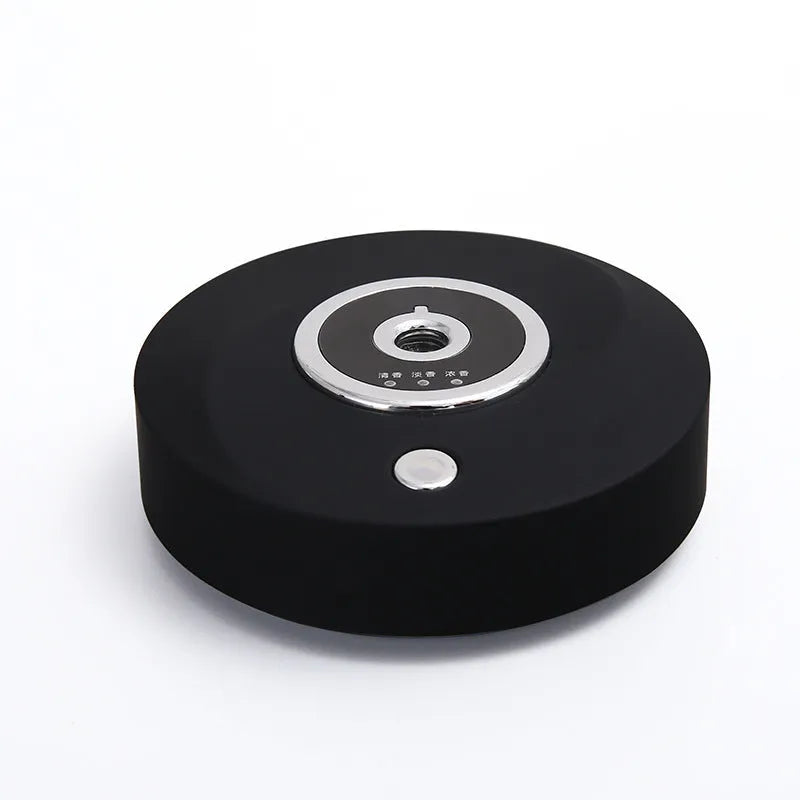 USB car perfume holder in black plastic with anti-slip pad for dashboard mounting