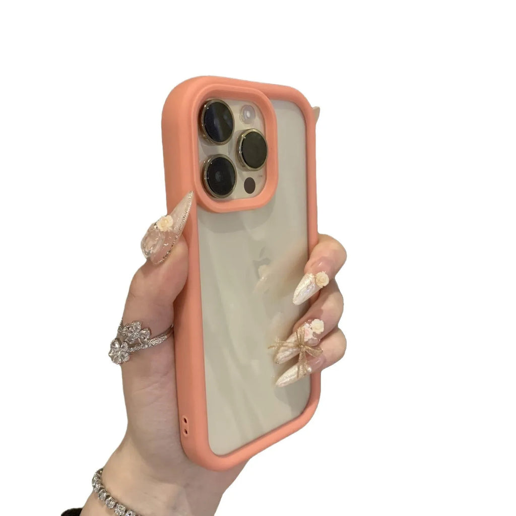 Solid colour transparent acrylic phone case for Apple iPhone with black edge