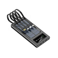 Black and white solar power bank with 20000mAh capacity and charging cable for mobile phones