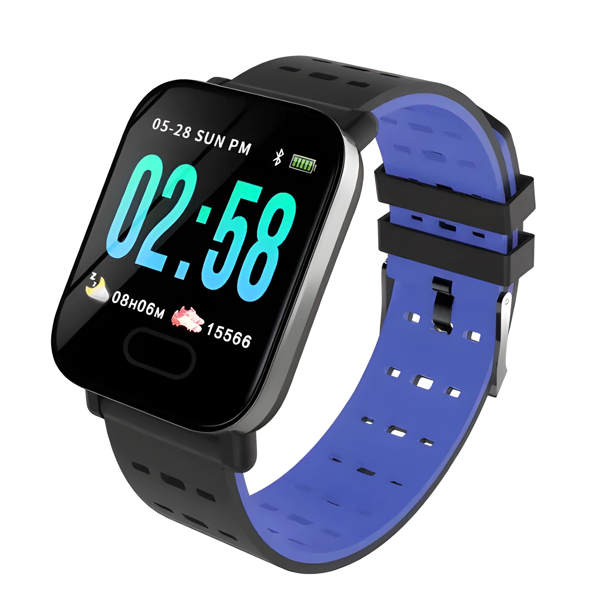 A6 smart bracelet with colour screen and silicone strap in choice of black, blue or orange colours