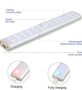 Rechargeable motion sensor LED stick light in 24, 40, and 60 bead lengths.