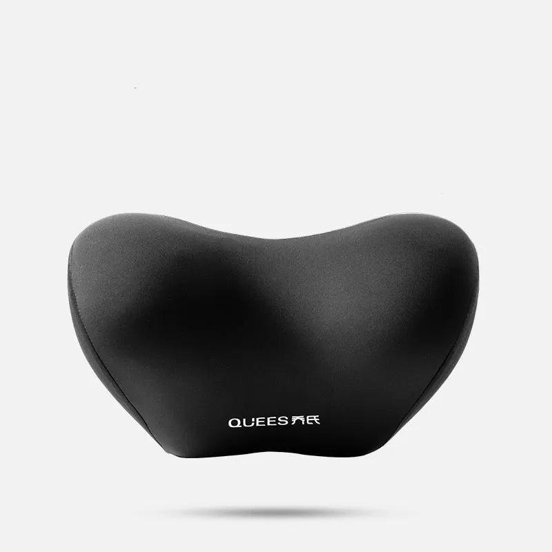 Automotive waist support cushion with memory foam in black grey colour on car seat
