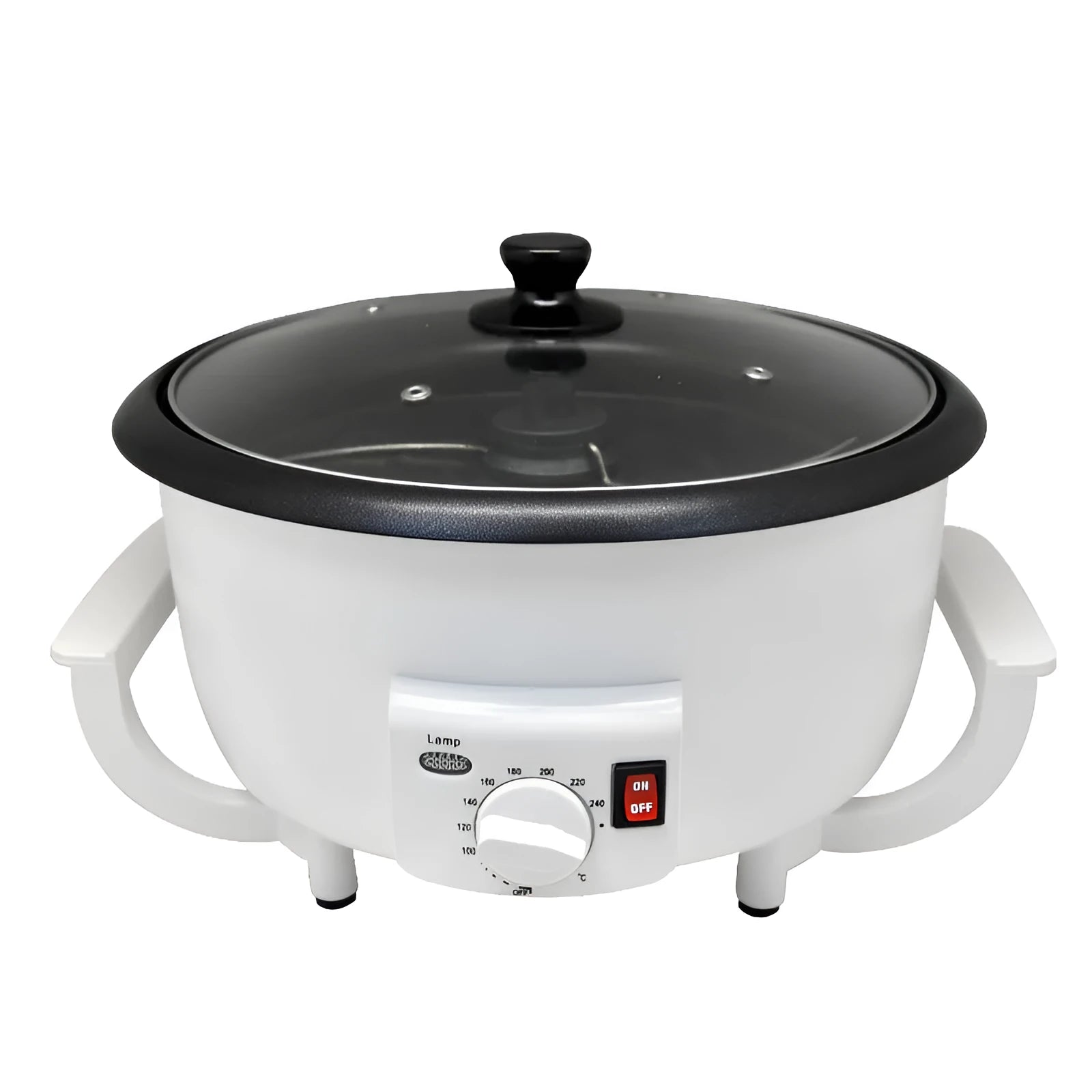 White oblate coffee bean roasting machine with 225mm pot base for home use