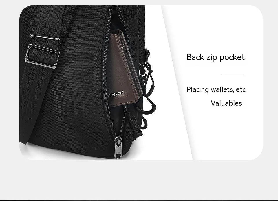 Casual black TPU waterproof chest pack with camouflage pattern and mobile phone compartment
