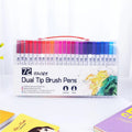 Set of watercolour brush pens in assorted colours for drawing and lettering.