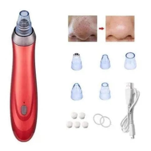 Electric blackhead remover device with four nozzle attachments for pore cleaning and acne extraction