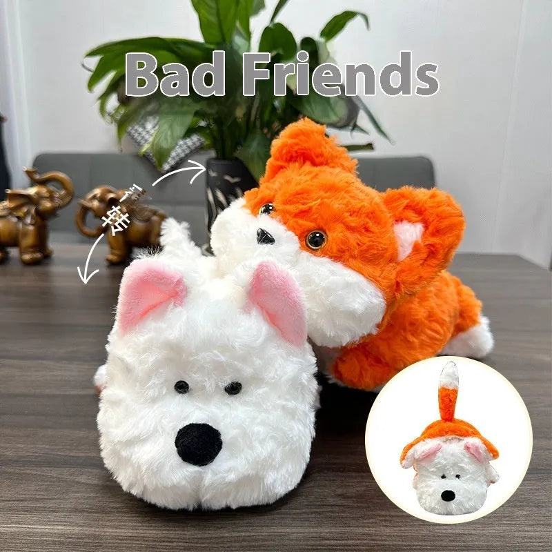 Creative transformation doll plush toy in cow horse colour, 18cm pendant height, multi-function design for teenagers