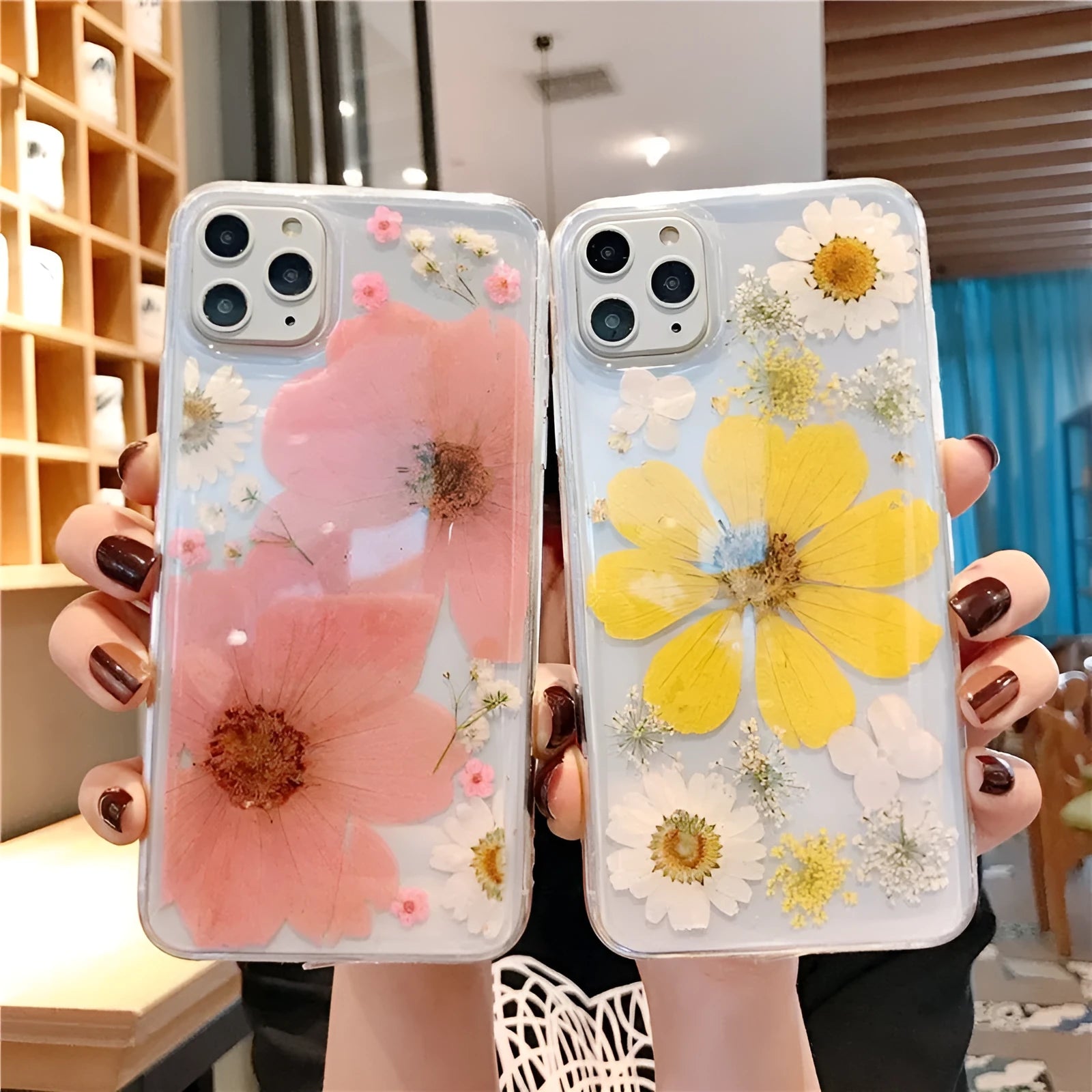 Floral print TPU back cover phone case for iPhone with large pink flower design
