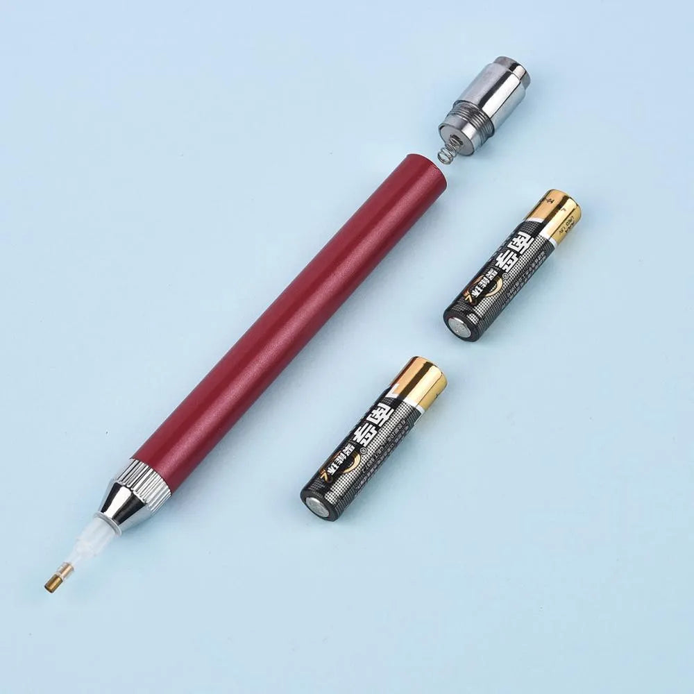 Aluminium alloy luminous drill pen for diamond painting in gold, red, or blue colour options
