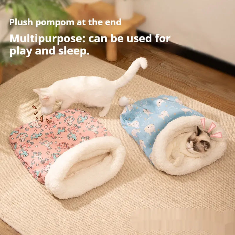 50x40cm flannel cat sleeping bag nest in Trojan, rabbit, or striped designs