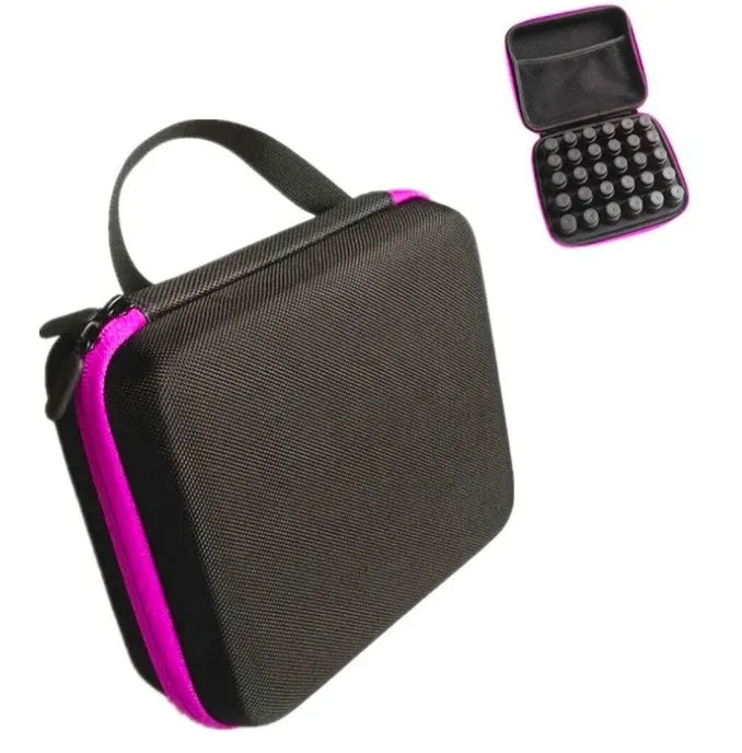 Red essential oil storage bag with 30 compartments for 15ml bottles, EVA cube design
