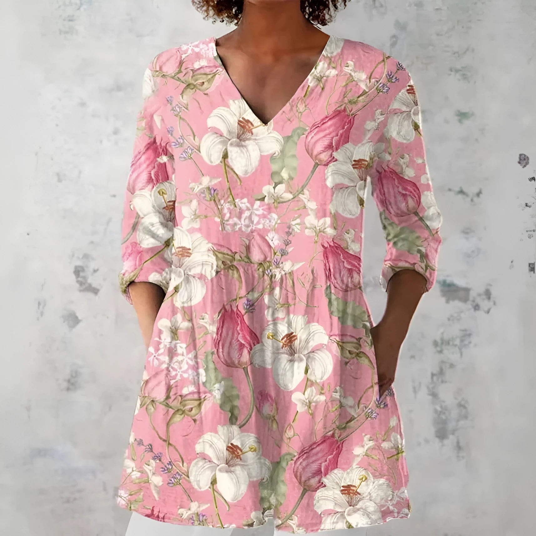 Women's retro style slim fit printed long sleeved top in a selection of colours