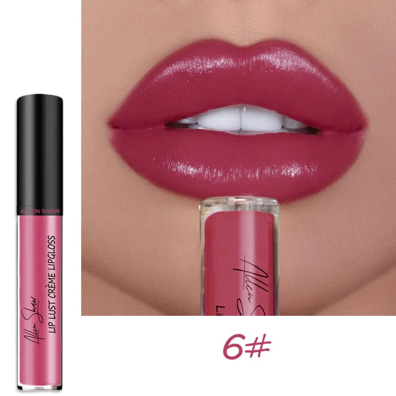 Allen Shaw Cream Lip Glaze in matte velvet finish with twelve colour options
