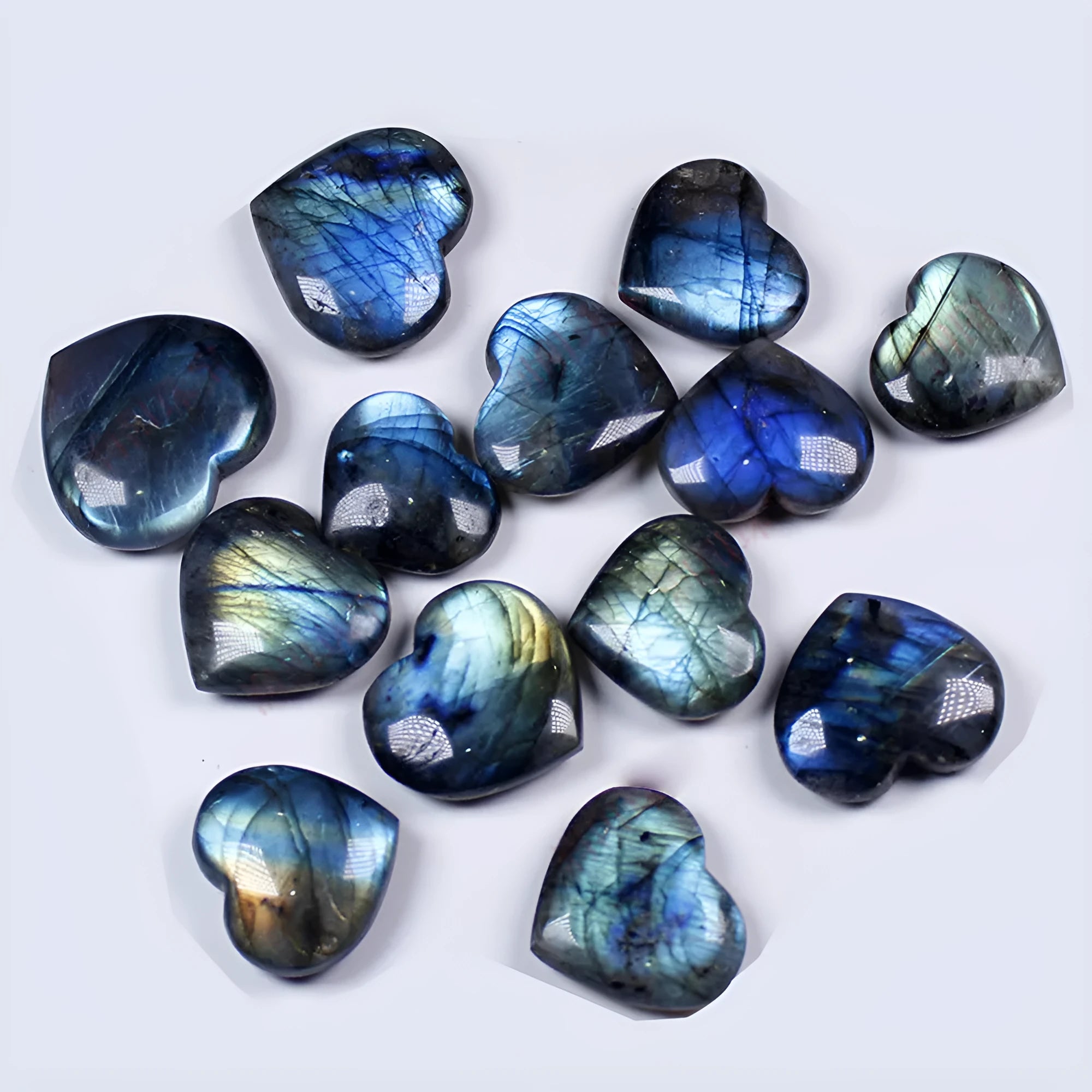 Natural pulled feldspar crystal heart pendant with ocean blue colour in modern simple style