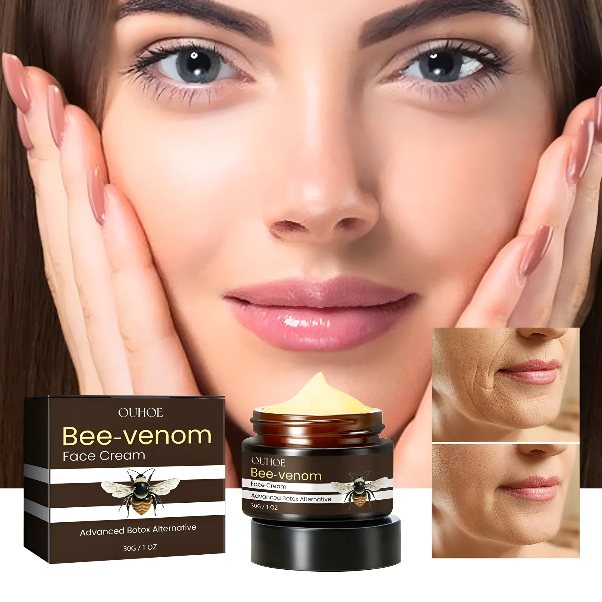 OUHOE bee firming cream in 30g container for facial hydration and firming