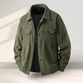 Mens slim fit casual coat in Lycra fabric with ruffle design, shown in black.