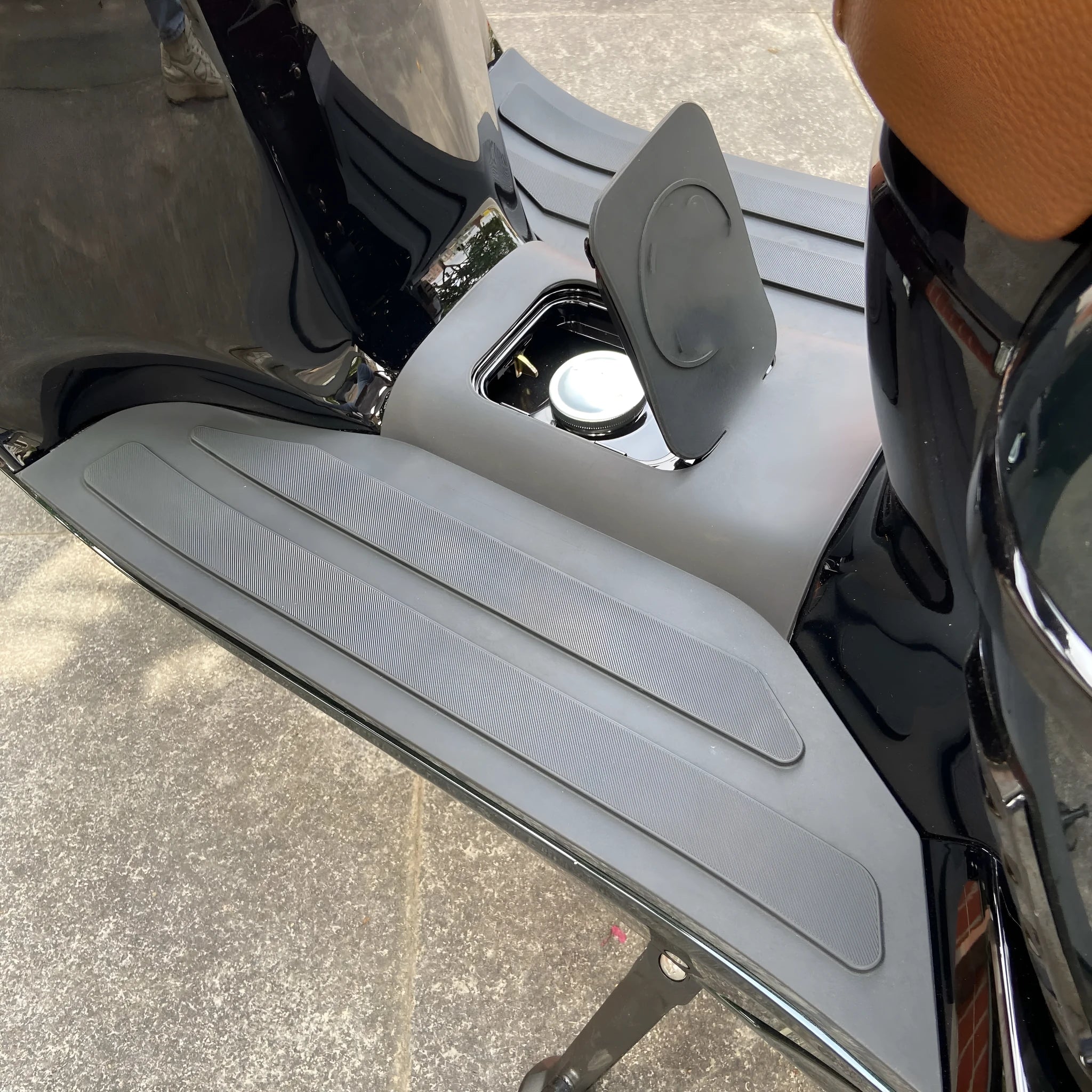 3D rubber motorcycle front foot pad in Black Grey and Bronze Gold colour options