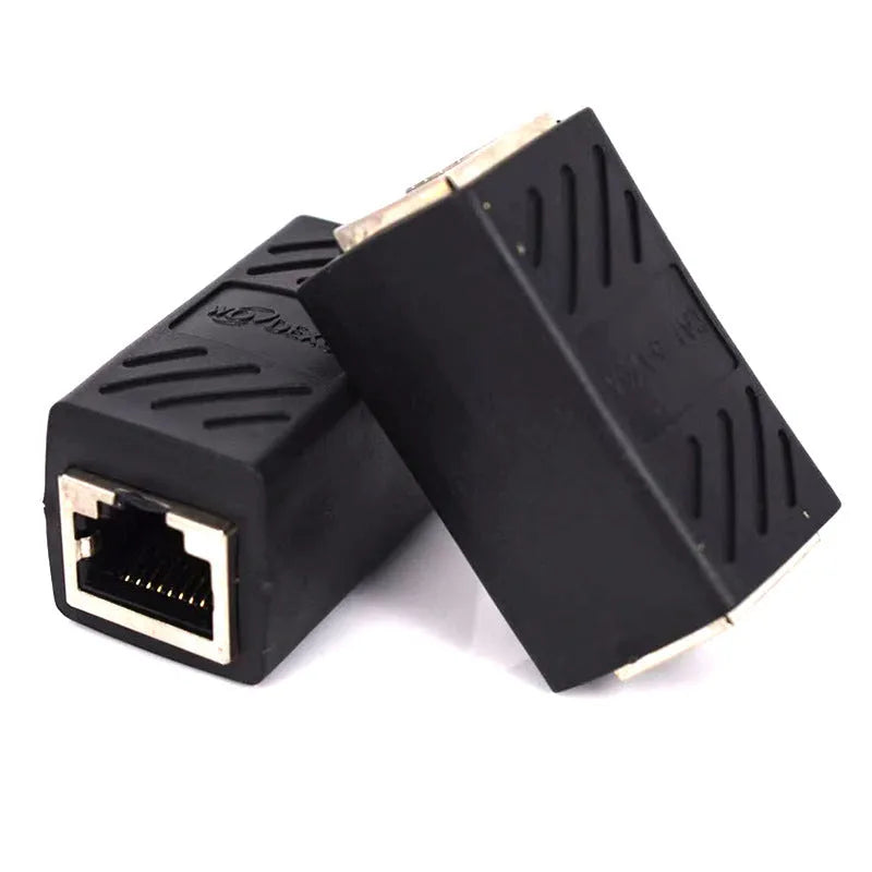 Black RJ45 network cable butt joint extender adapter for ethernet cable connections
