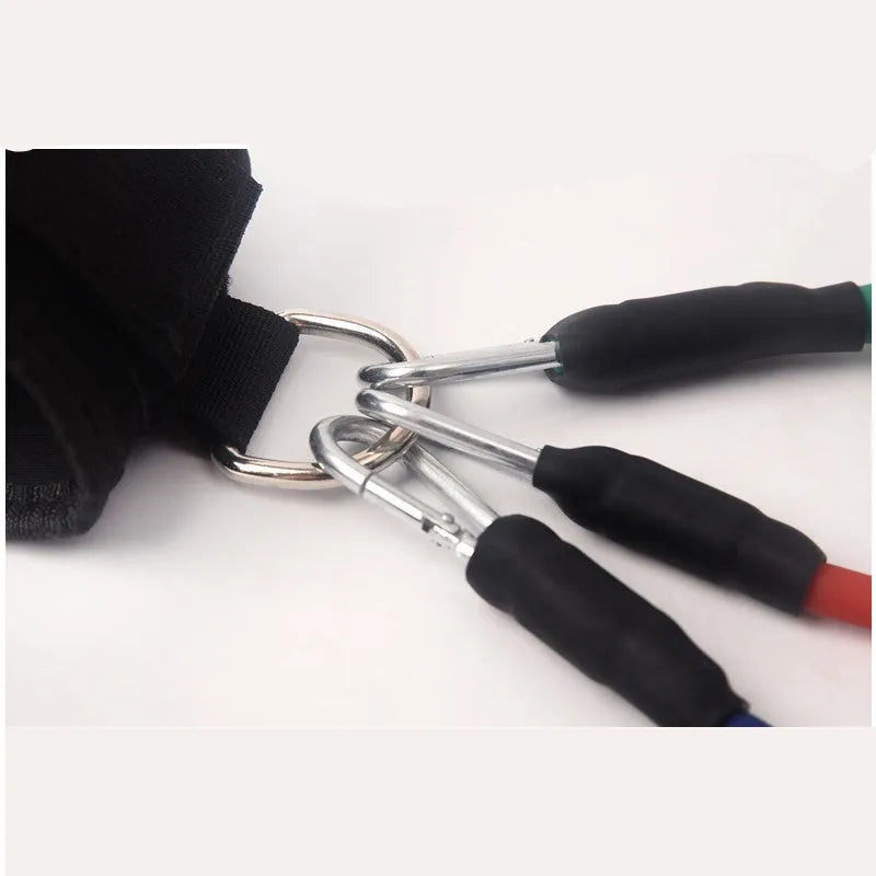 Black rubber Taekwondo training pull rope set for leg resistance exercises