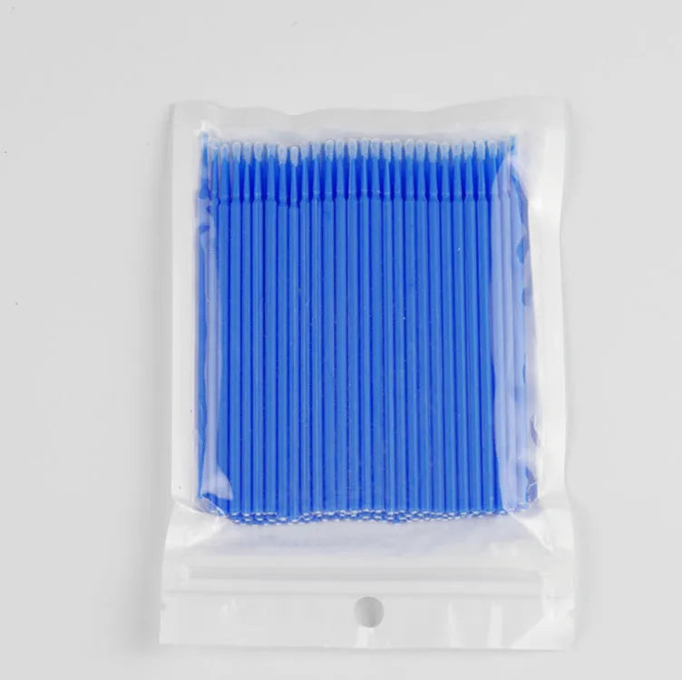 Disposable micro applicator brushes with colourful handles and bendable cotton swabs for makeup and eyelash extensions