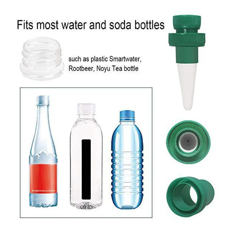 Green ceramic plant water dripper device for automatic garden irrigation with cola bottles