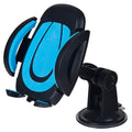 Red ABS car phone holder with U-shaped design and suction cup base on a vehicle dashboard