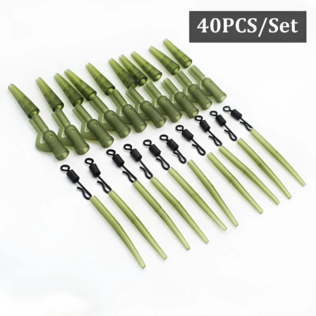 40 piece carp fishing gear accessories set in grass green colour made from ABS alloy copper