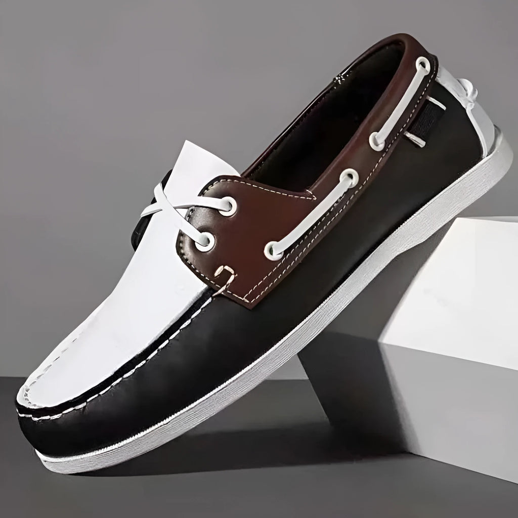 Men's British-style casual shoes in artificial PU with round toe and flat heel