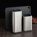 Stainless steel kitchen tool organiser with detachable drainage base in black or white