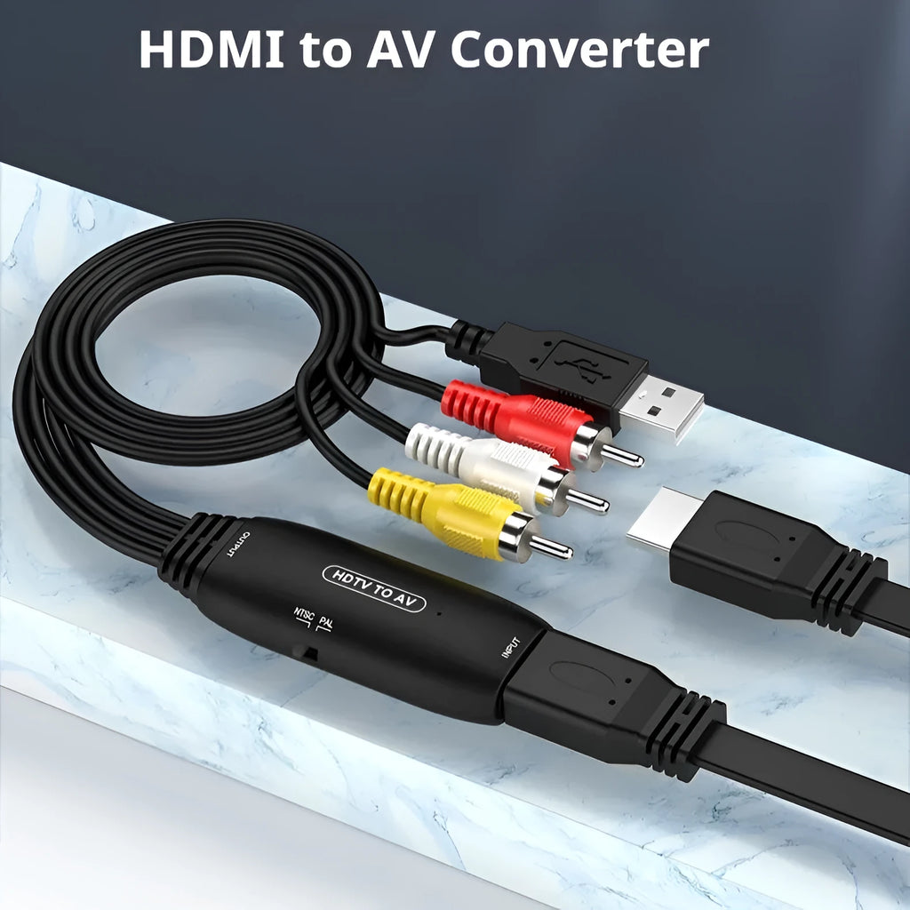 HDMI to AV adapter cable with 110cm length for monitor and projector connections