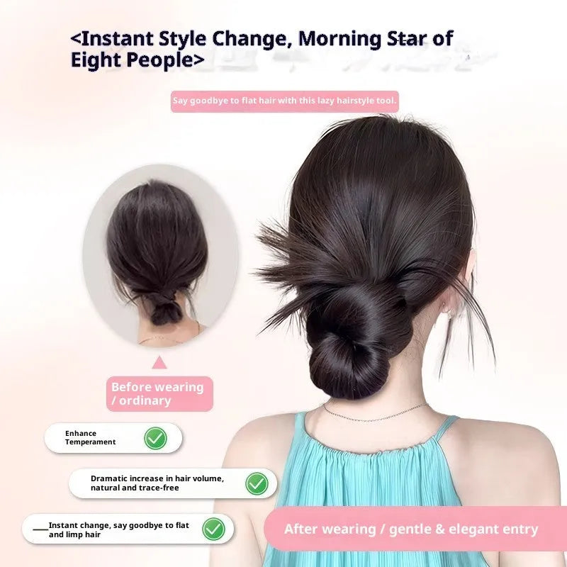 Wig grip bud-like hair style lazy updo gadget for ladies in brown and black high-temperature fibre