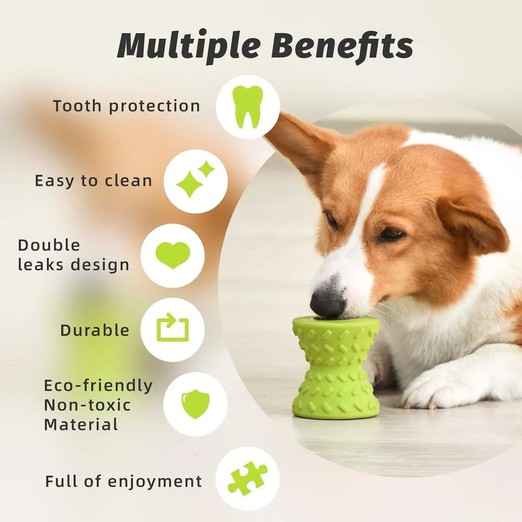Natural rubber interactive treat dispensing dog bone toy for aggressive chewers in blue colour