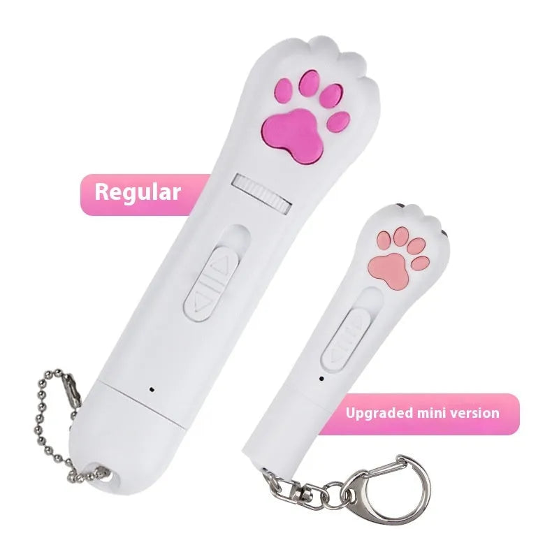 Rechargeable infrared cat teasing stick with moon-light lamp, showing blue colour and laser dot.