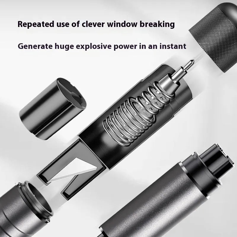 Gun grey aluminium alloy car safety hammer with seatbelt cutter and test glass