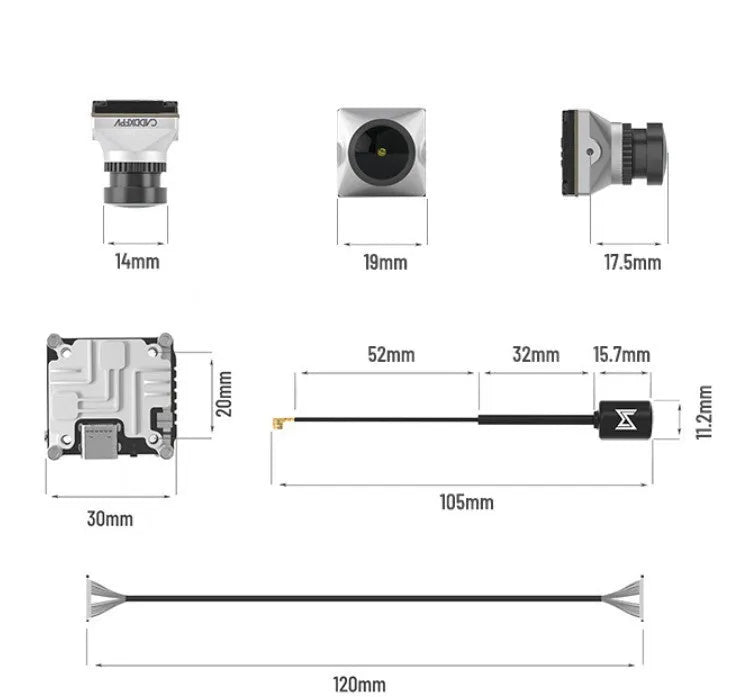Caddx ADAPTS DJI FPV digital image transmission machine in silver colour with Polar Vista kit and mounting components
