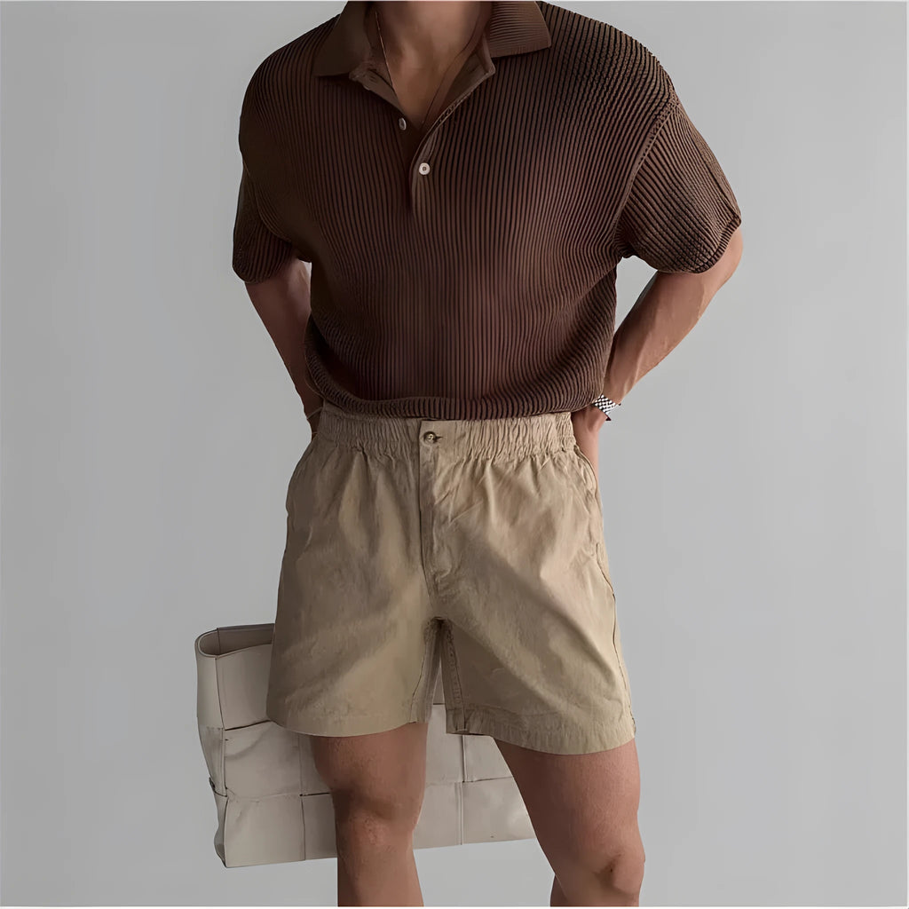 Cotton loose fit sports shorts in black, white and khaki colours