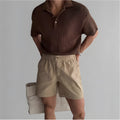 Cotton loose fit sports shorts in black, white and khaki colours